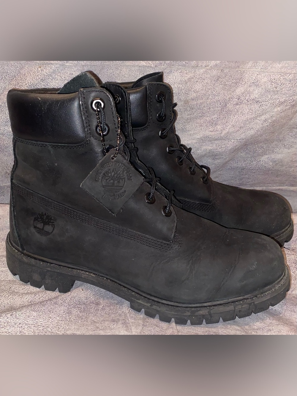 Timberland Premium 6 Inch Black Double Sole Leather Nubuck Lace Work Bootd 9.5